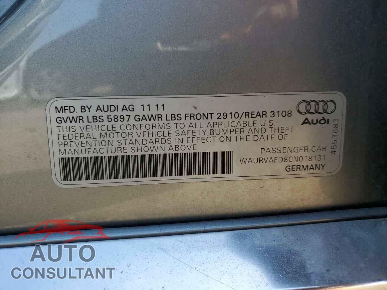 AUDI A8 2012 - WAURVAFD8CN018131