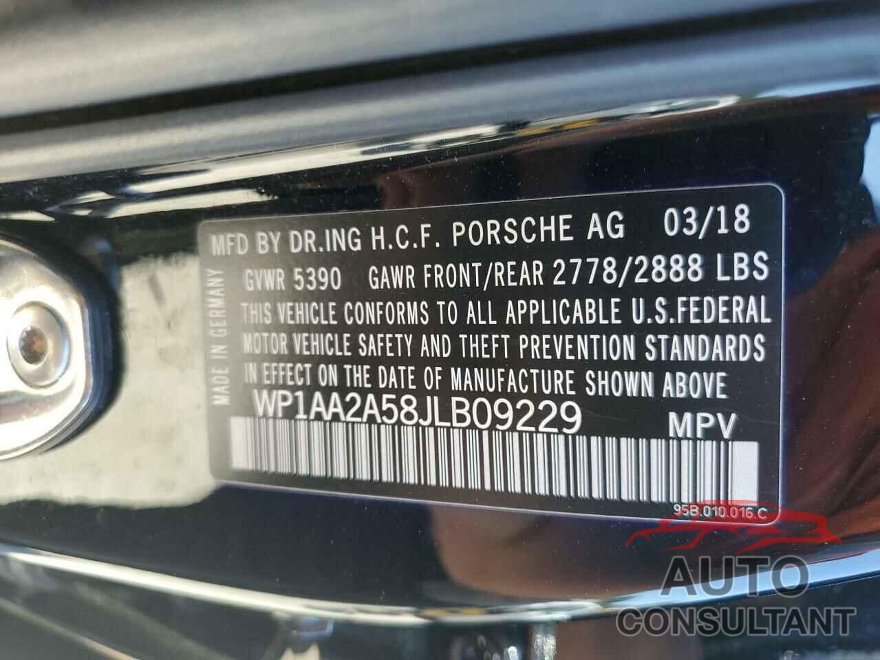 PORSCHE MACAN 2018 - WP1AA2A58JLB09229