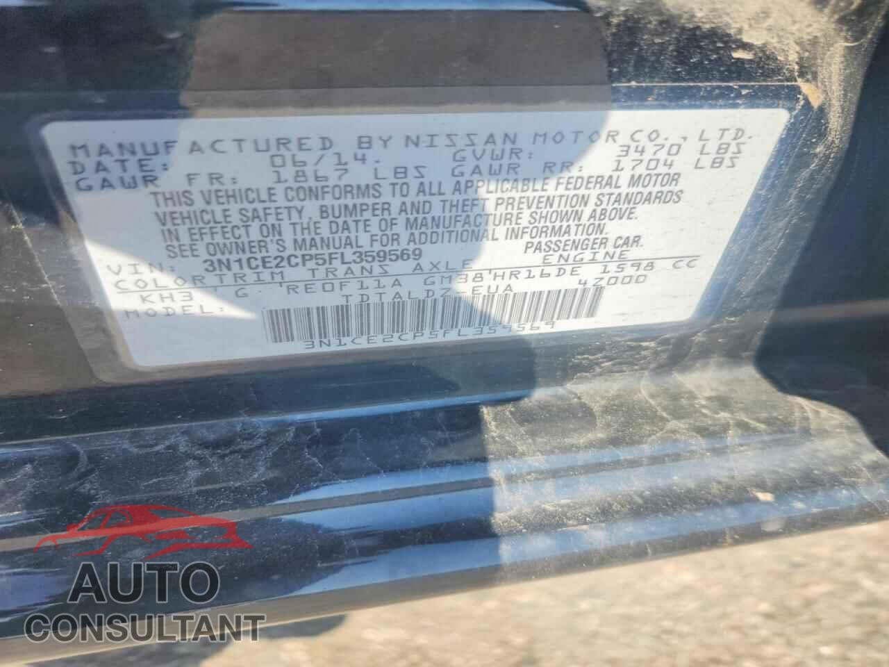 NISSAN VERSA 2015 - 3N1CE2CP5FL359569