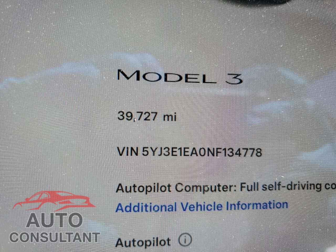 TESLA MODEL 3 2022 - 5YJ3E1EA0NF134778
