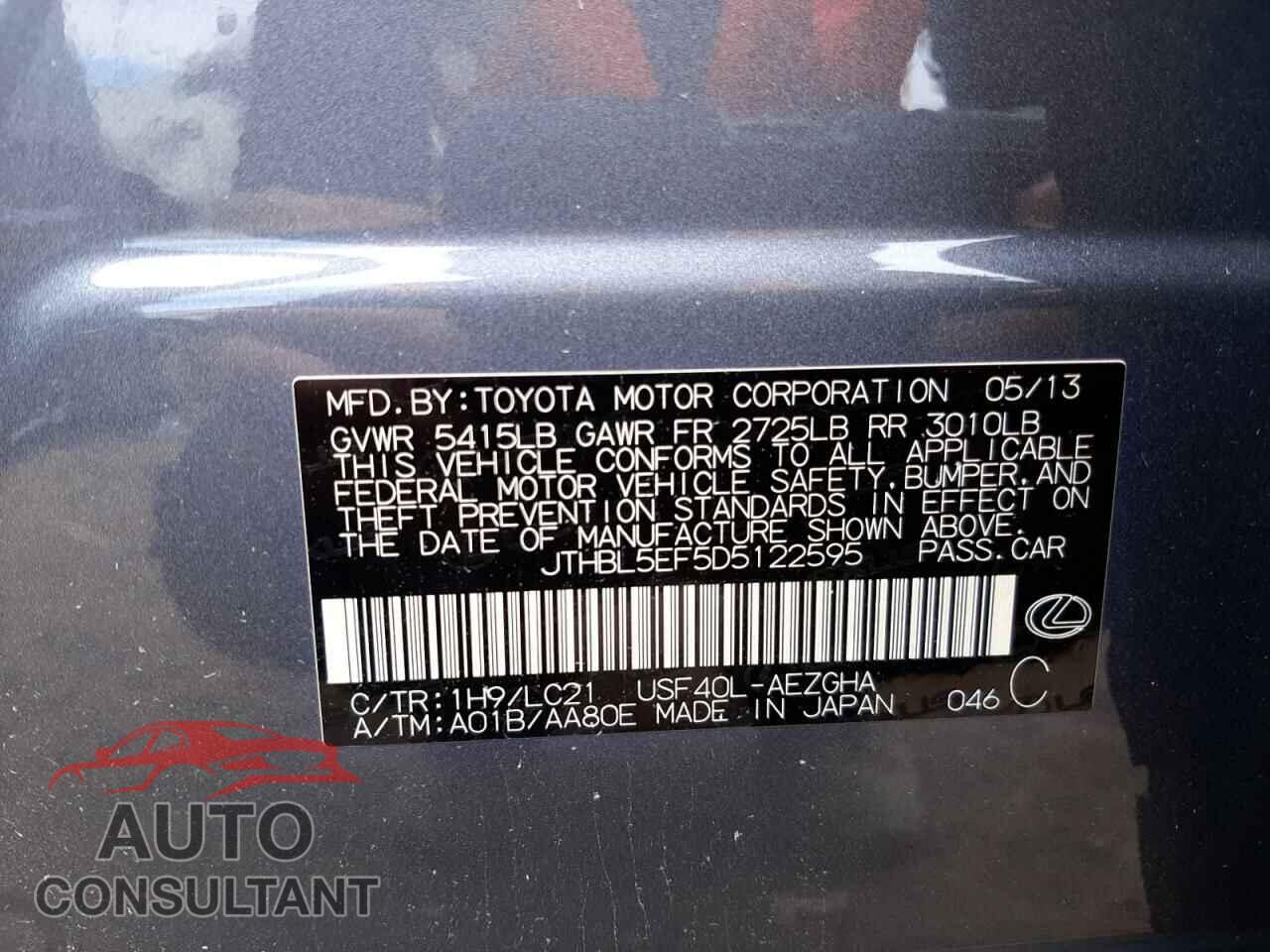 LEXUS LS460 2013 - JTHBL5EF5D5122595