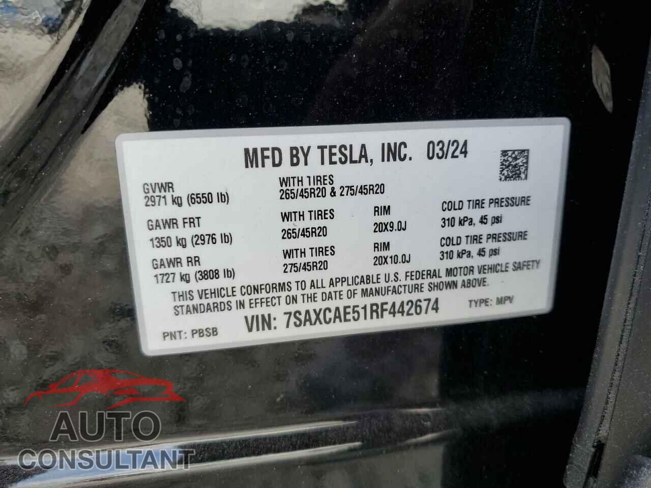 TESLA MODEL X 2024 - 7SAXCAE51RF442674