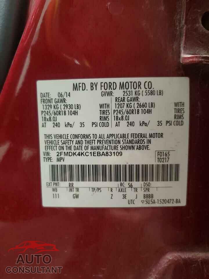 FORD EDGE 2014 - 2FMDK4KC1EBA83109