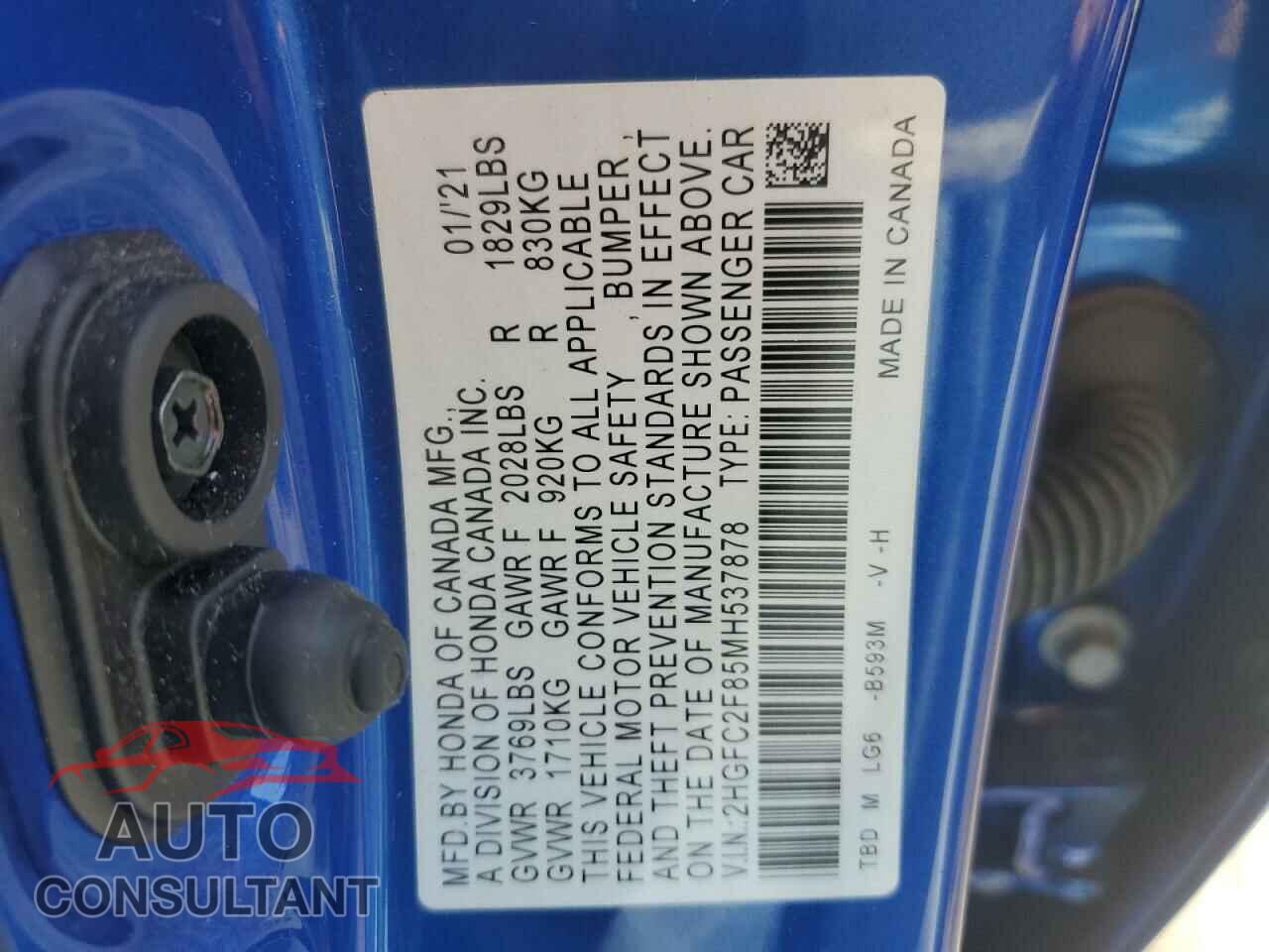 HONDA CIVIC 2021 - 2HGFC2F85MH537878