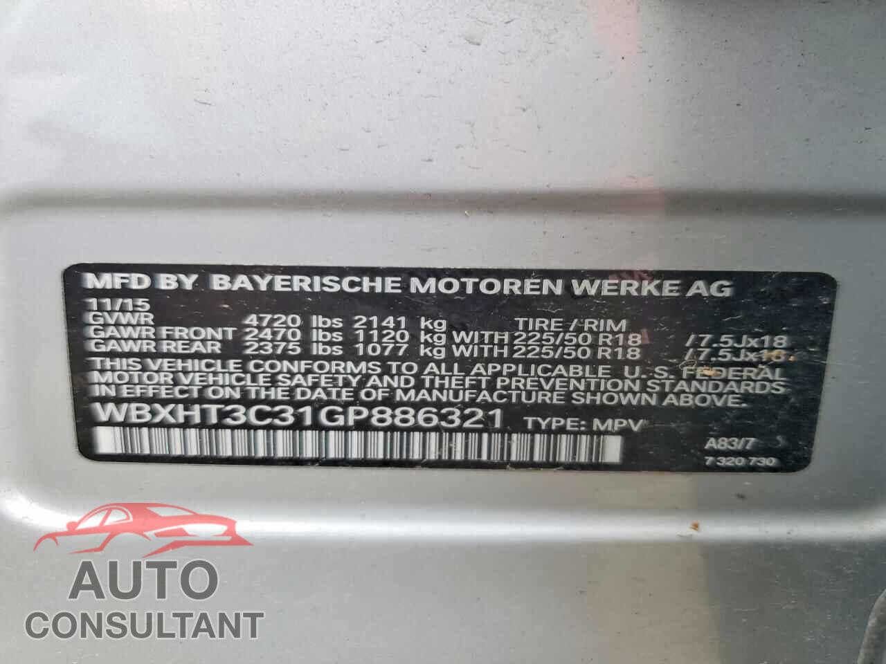 BMW X1 2016 - WBXHT3C31GP886321