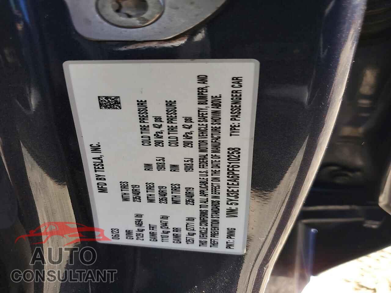 TESLA MODEL 3 2023 - 5YJ3E1EA6PF610258