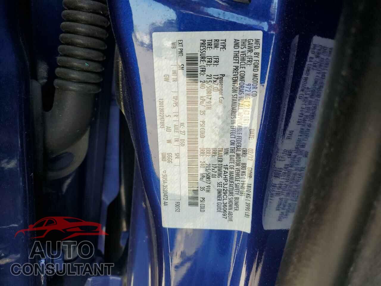 FORD FOCUS 2012 - 1FAHP3J29CL360697