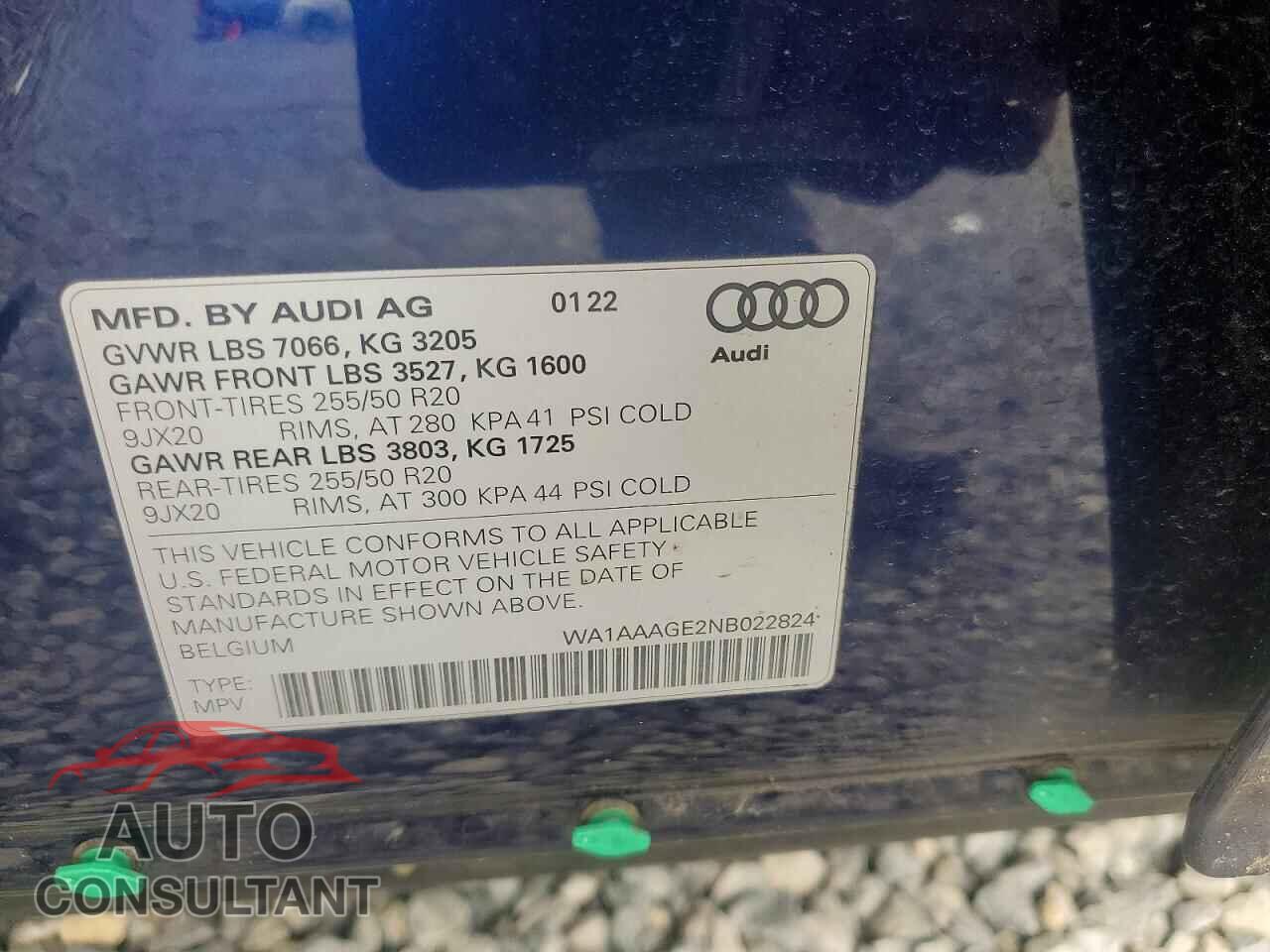 AUDI E-TRON 2022 - WA1AAAGE2NB022824