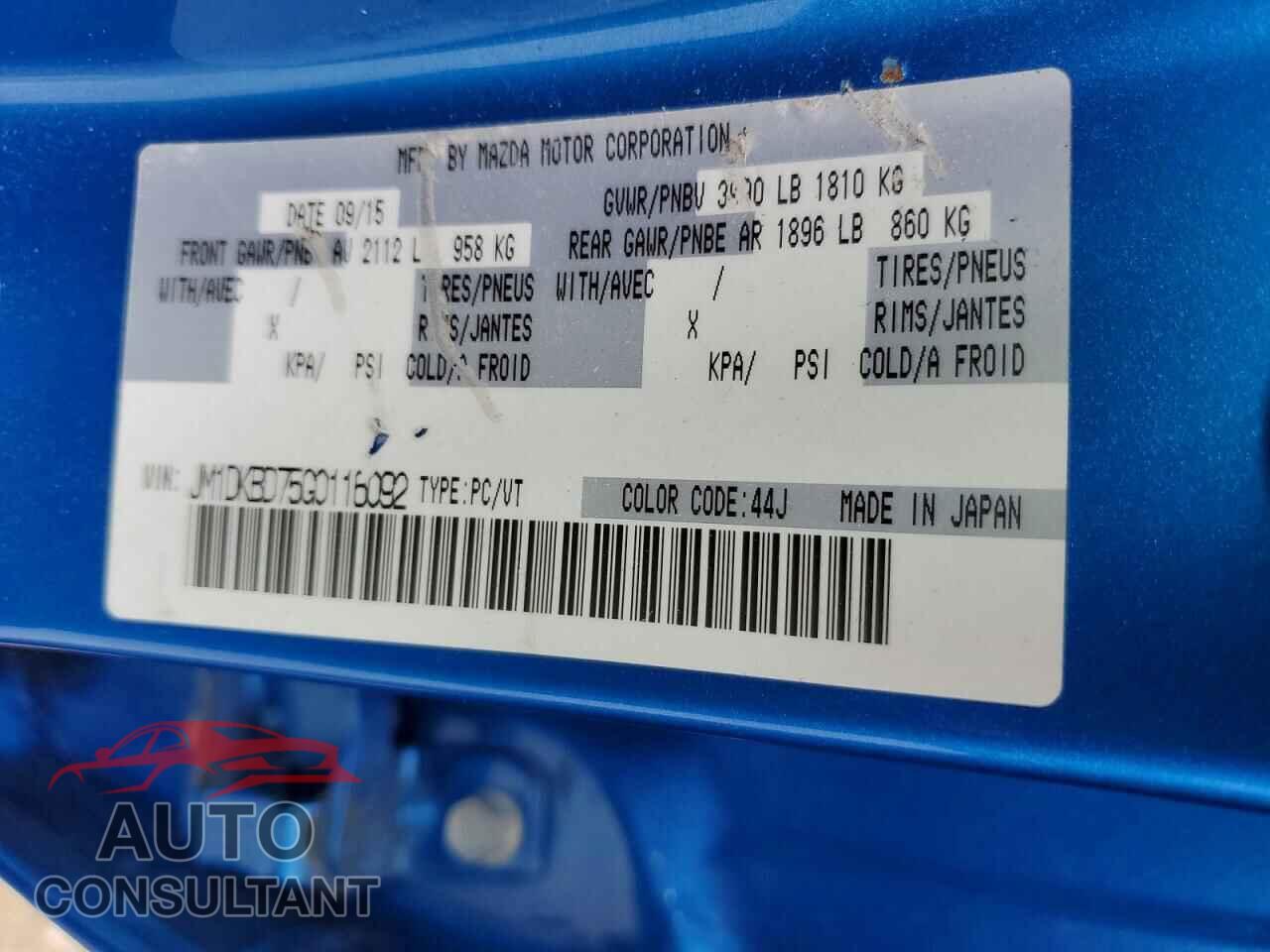MAZDA CX-3 2016 - JM1DKBD75G0116092