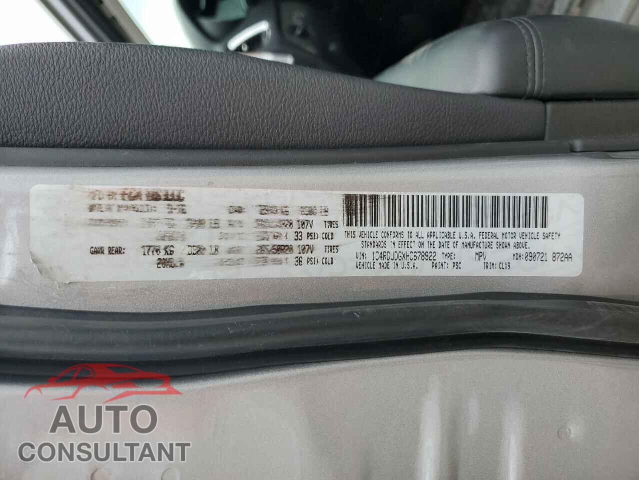 DODGE DURANGO 2017 - 1C4RDJDGXHC678922