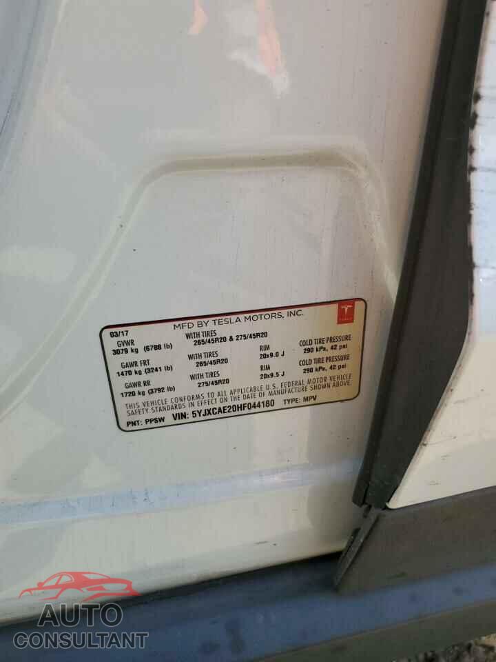 TESLA MODEL X 2017 - 5YJXCAE20HF044180