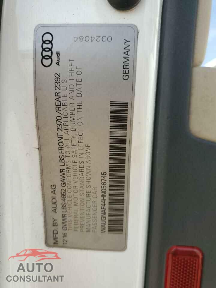 AUDI A4 2017 - WAUGNAF44HN056745