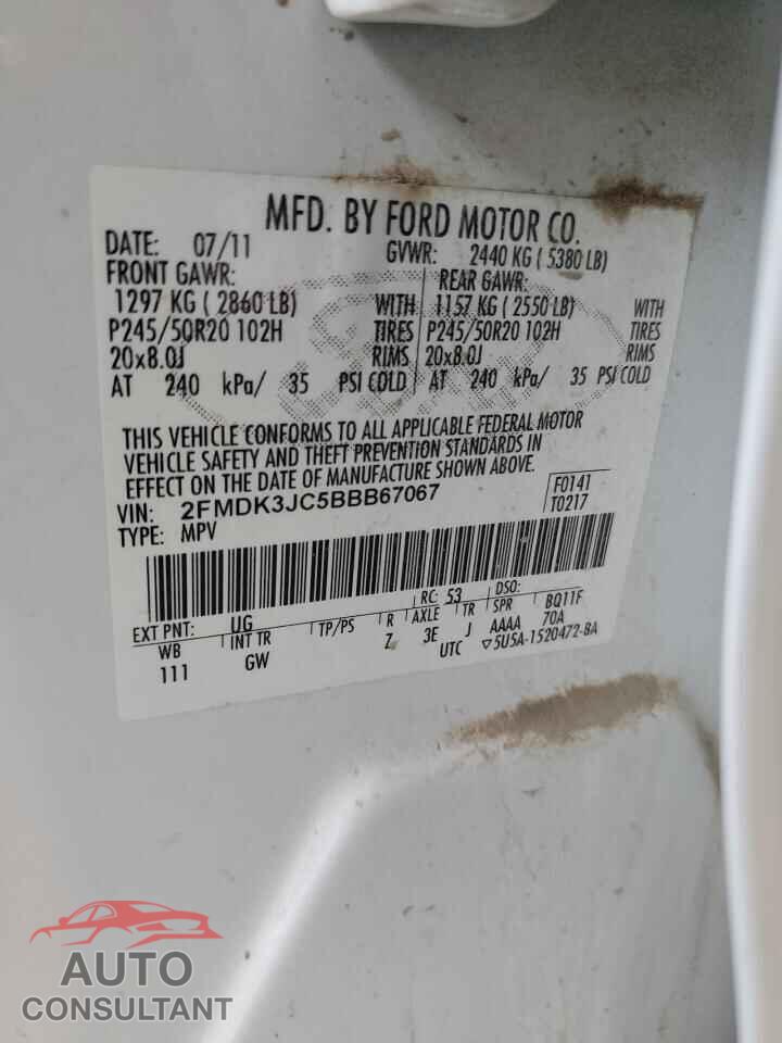 FORD EDGE 2011 - 2FMDK3JC5BBB67067