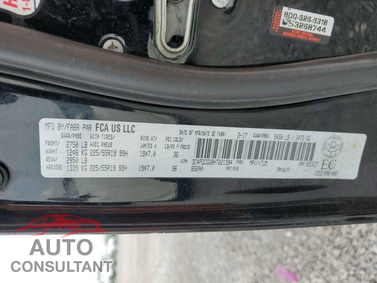 DODGE JOURNEY 2017 - 3C4PDCGG8HT621394