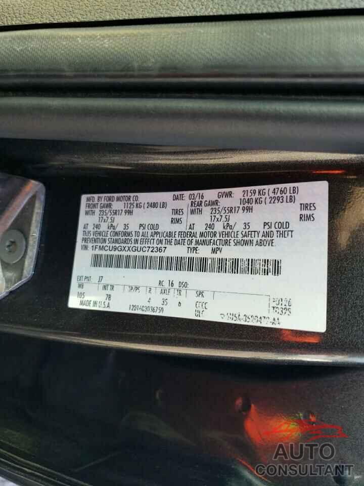 FORD ESCAPE 2016 - 1FMCU9GXXGUC72367