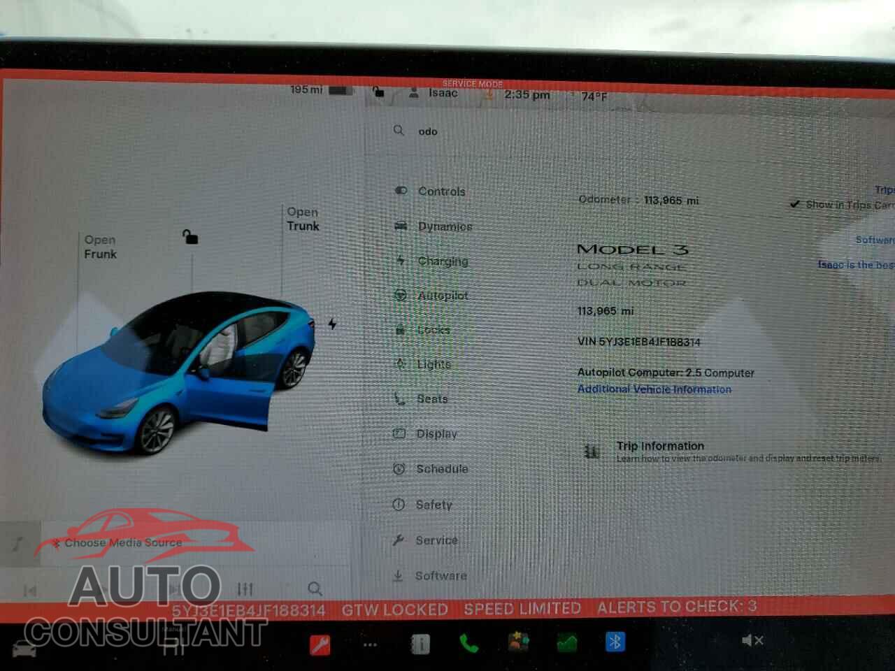 TESLA MODEL 3 2018 - 5YJ3E1EB4JF188314
