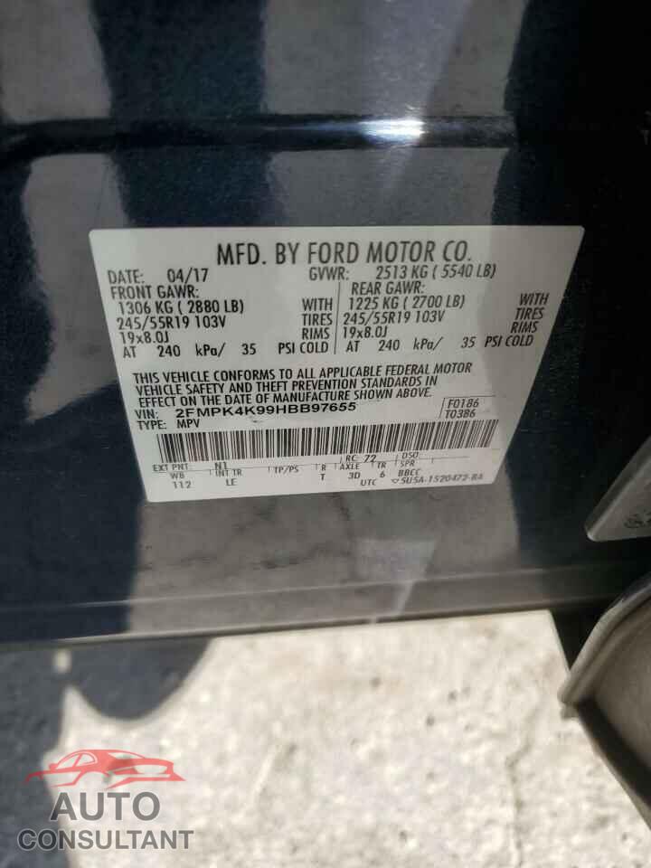 FORD EDGE 2017 - 2FMPK4K99HBB97655