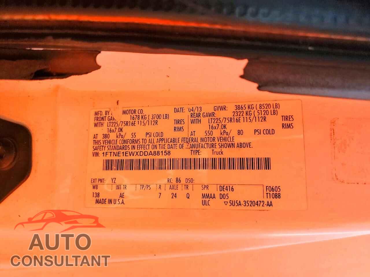 FORD ECONOLINE 2013 - 1FTNE1EWXDDA88158