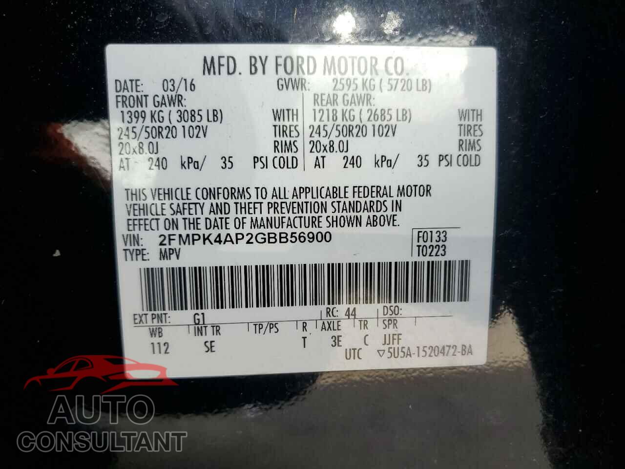 FORD EDGE 2016 - 2FMPK4AP2GBB56900