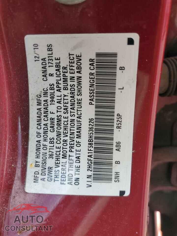 HONDA CIVIC 2011 - 2HGFA1F58BH536226