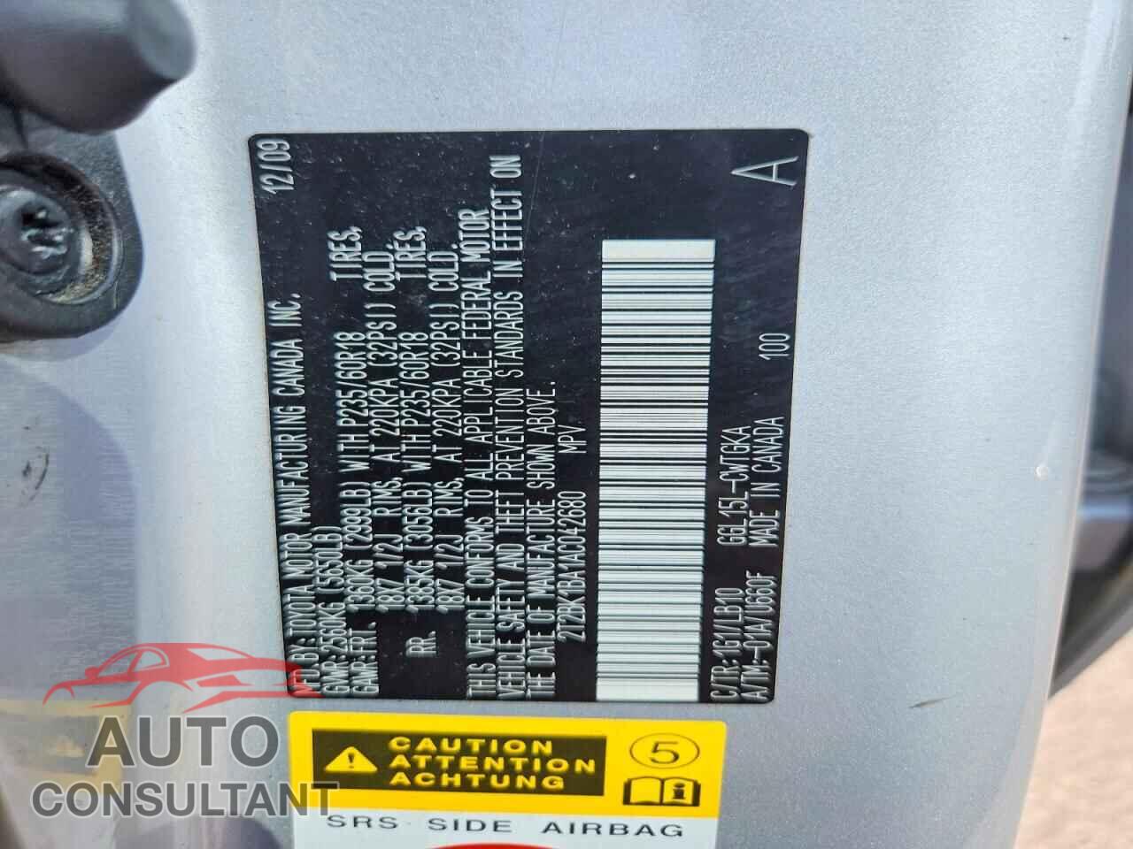 LEXUS RX350 2010 - 2T2BK1BA1AC042680