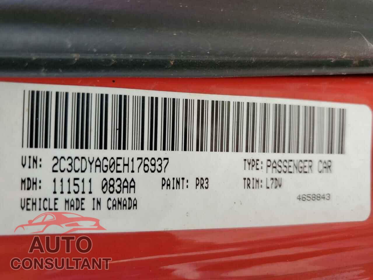 DODGE CHALLENGER 2014 - 2C3CDYAG0EH176937