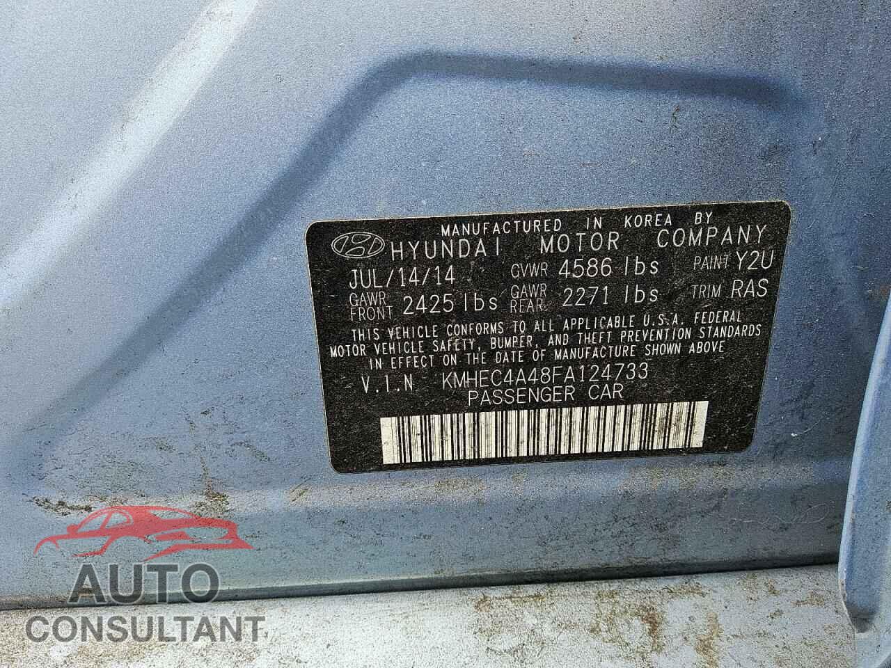 HYUNDAI SONATA 2015 - KMHEC4A48FA124733