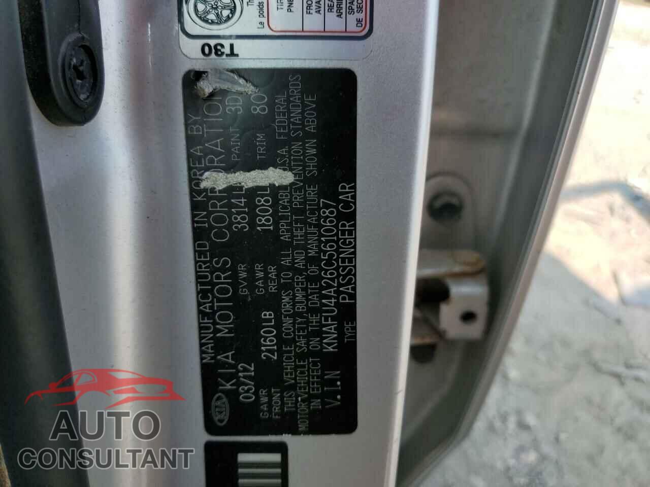 KIA FORTE 2012 - KNAFU4A26C5610687