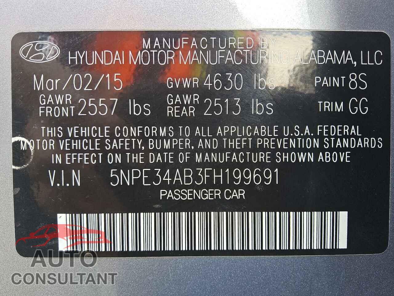 HYUNDAI SONATA 2015 - 5NPE34AB3FH199691