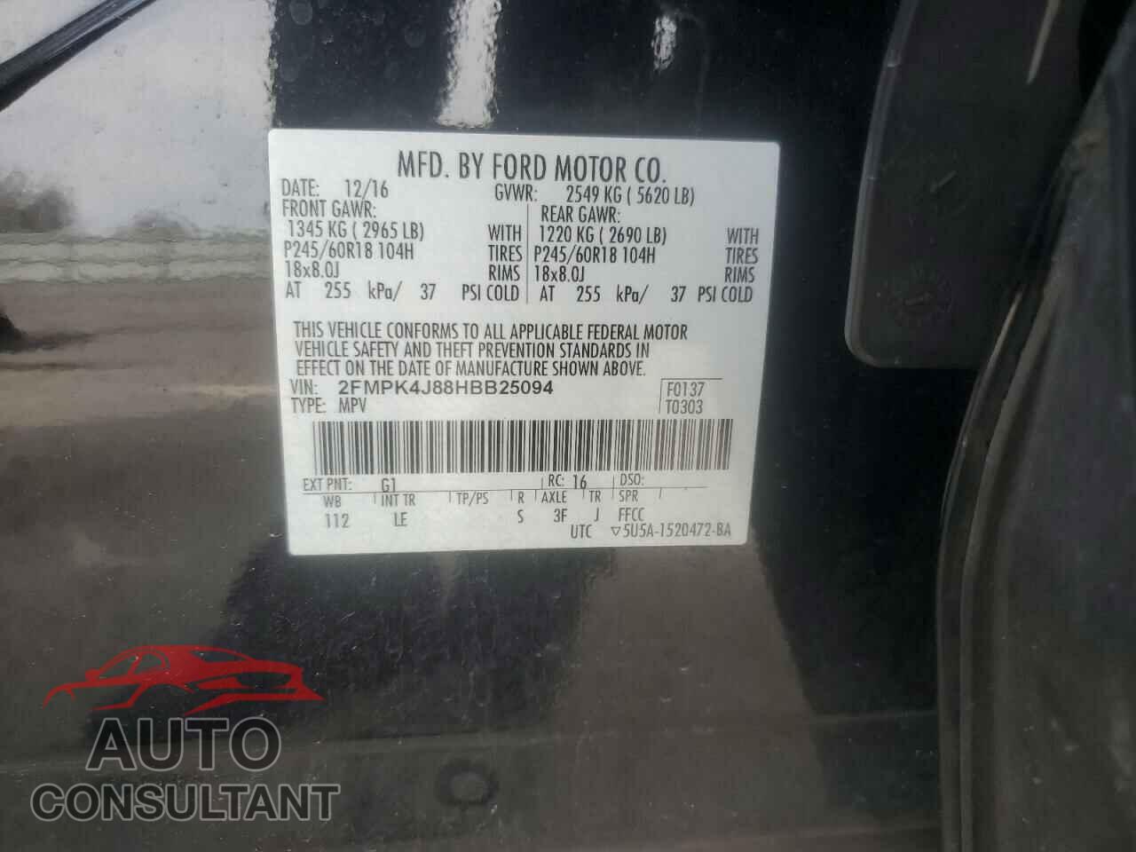FORD EDGE 2017 - 2FMPK4J88HBB25094