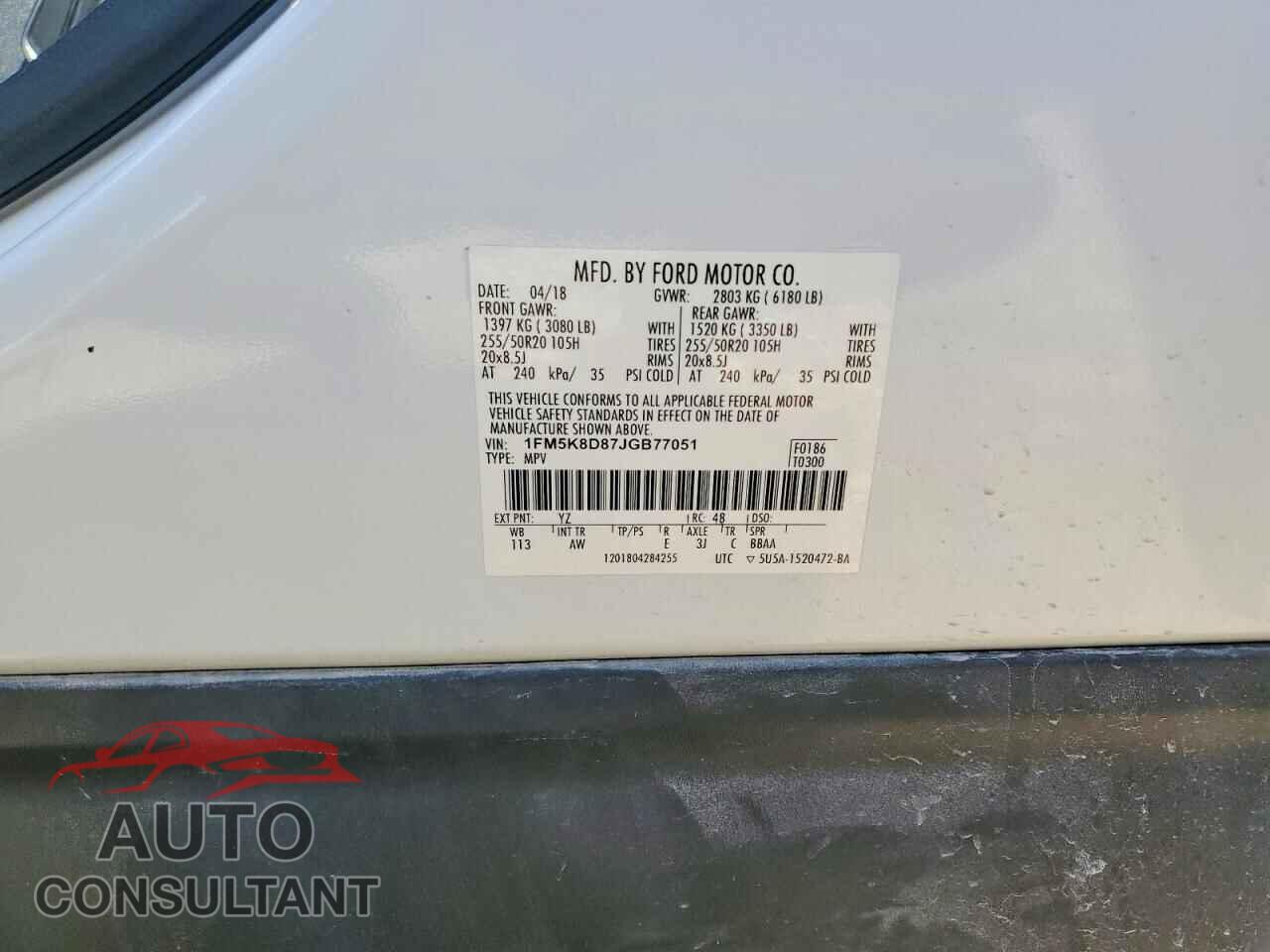 FORD EXPLORER 2018 - 1FM5K8D87JGB77051