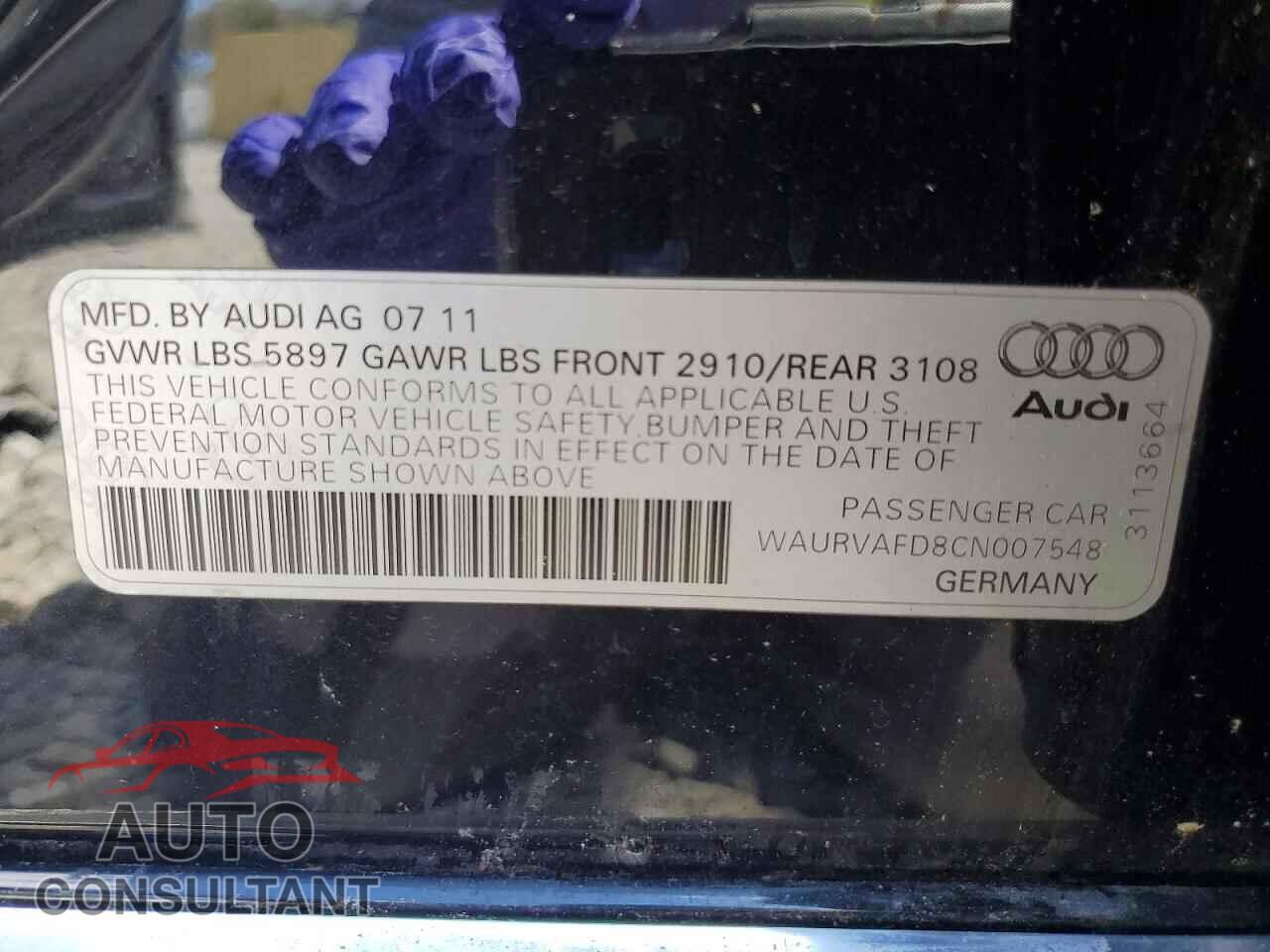 AUDI A8 2012 - WAURVAFD8CN007548