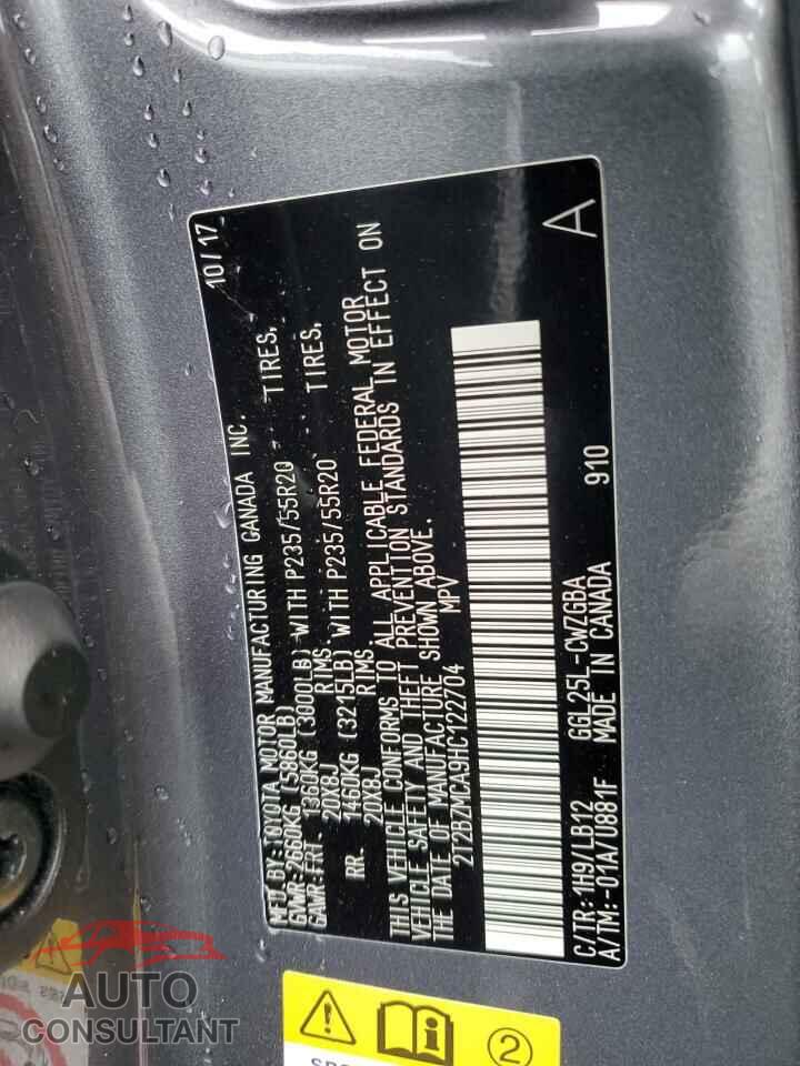 LEXUS RX350 2017 - 2T2BZMCA9HC122704