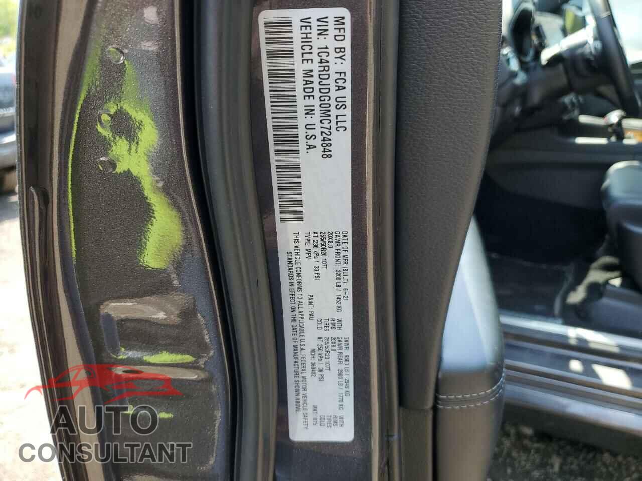 DODGE DURANGO 2021 - 1C4RDJDG0MC724848