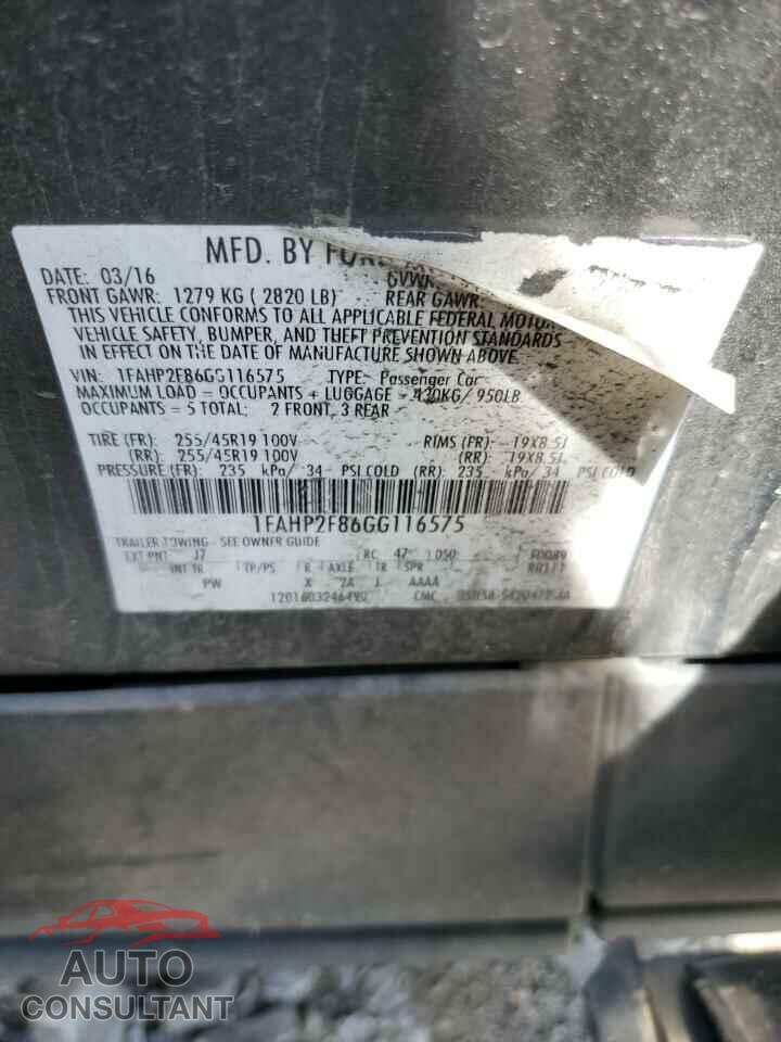FORD TAURUS 2016 - 1FAHP2F86GG116575