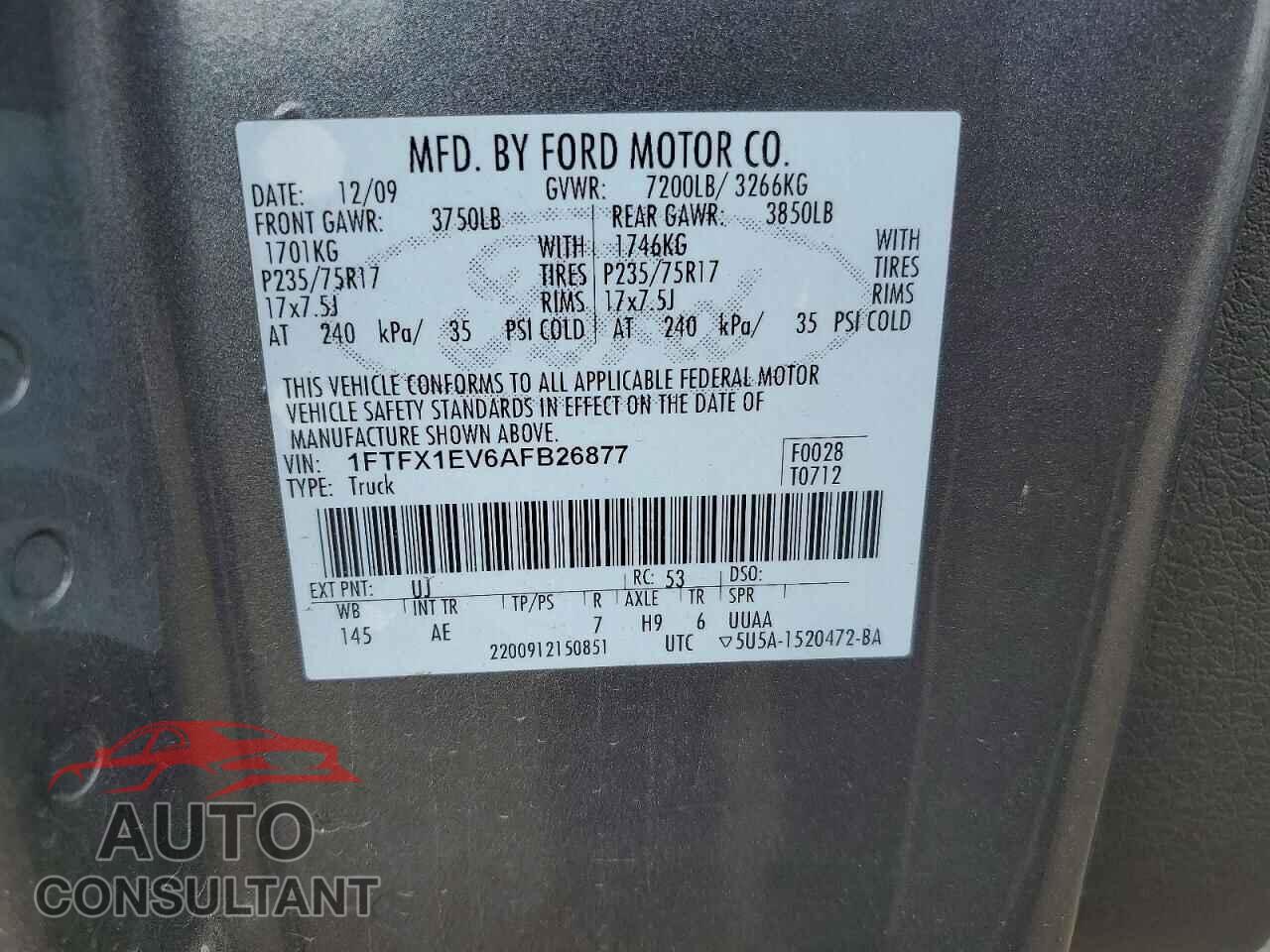 FORD F150 2010 - 1FTFX1EV6AFB26877