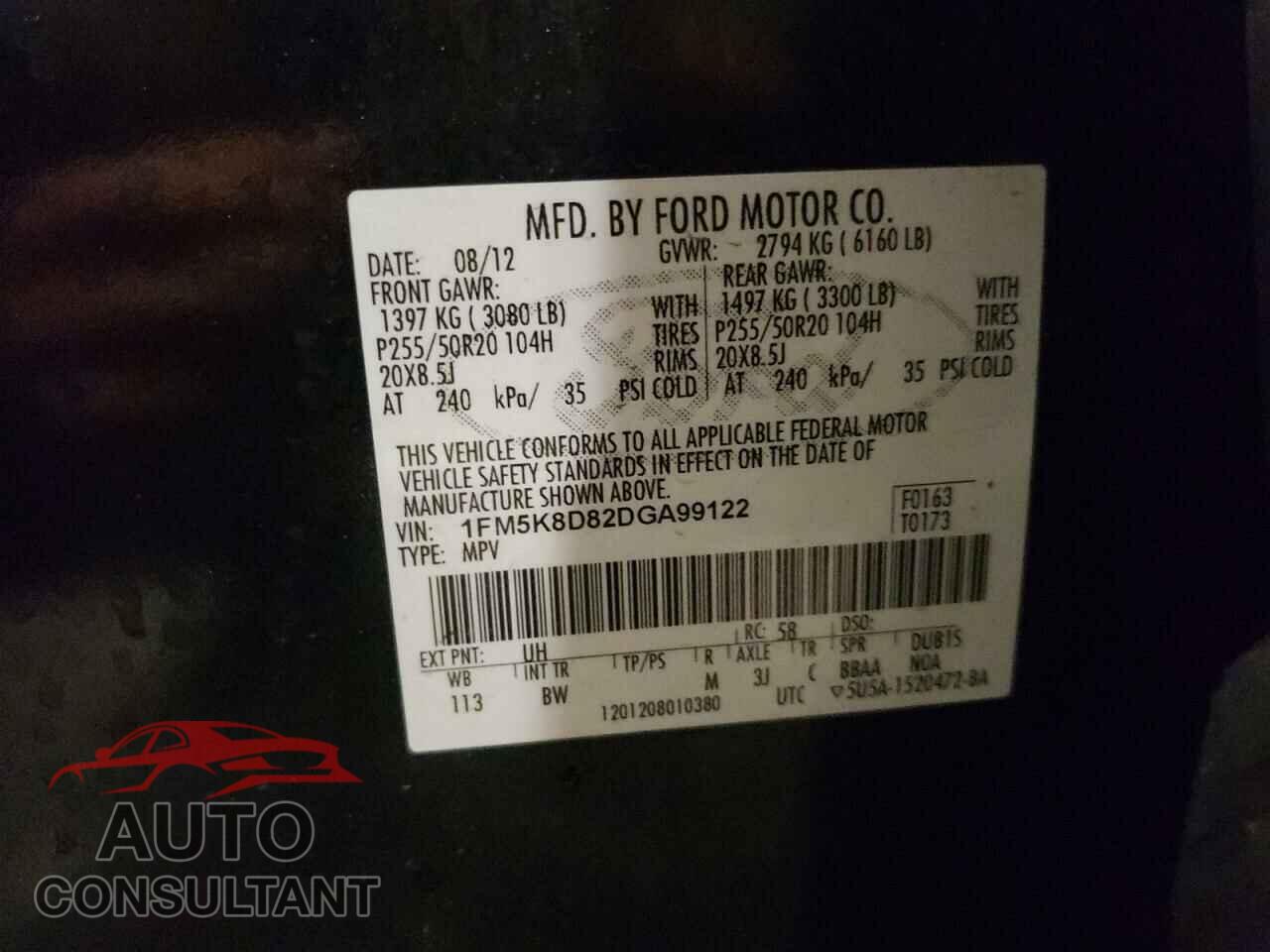 FORD EXPLORER 2013 - 1FM5K8D82DGA99122