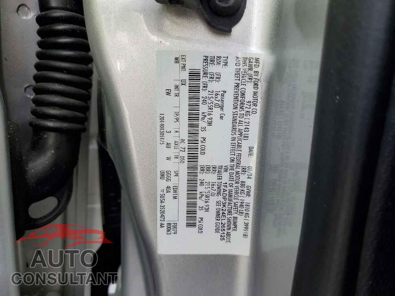 FORD FOCUS 2014 - 1FADP3K24EL265125