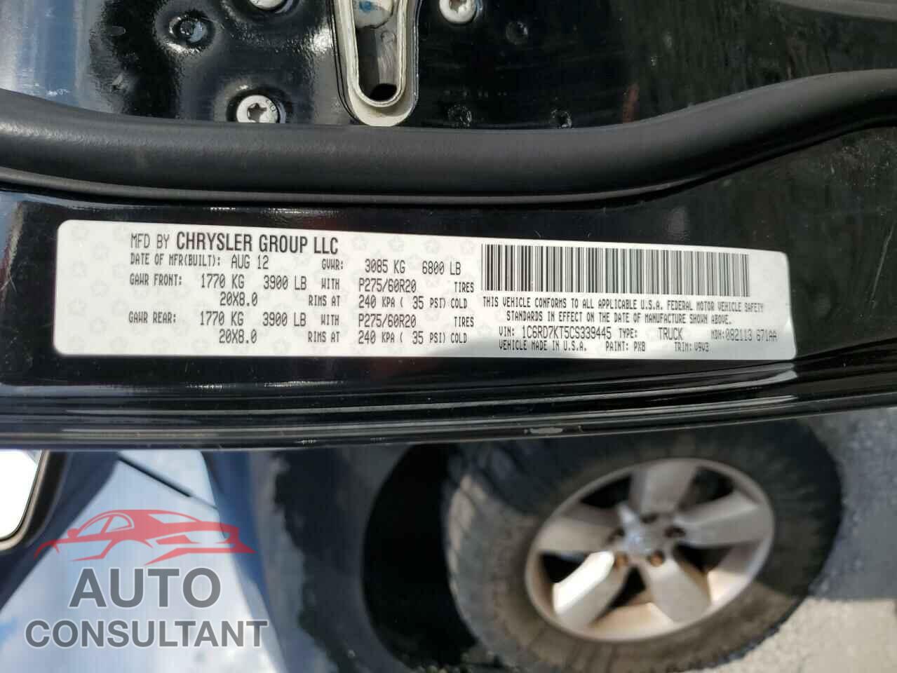 DODGE RAM 1500 2012 - 1C6RD7KT5CS339445