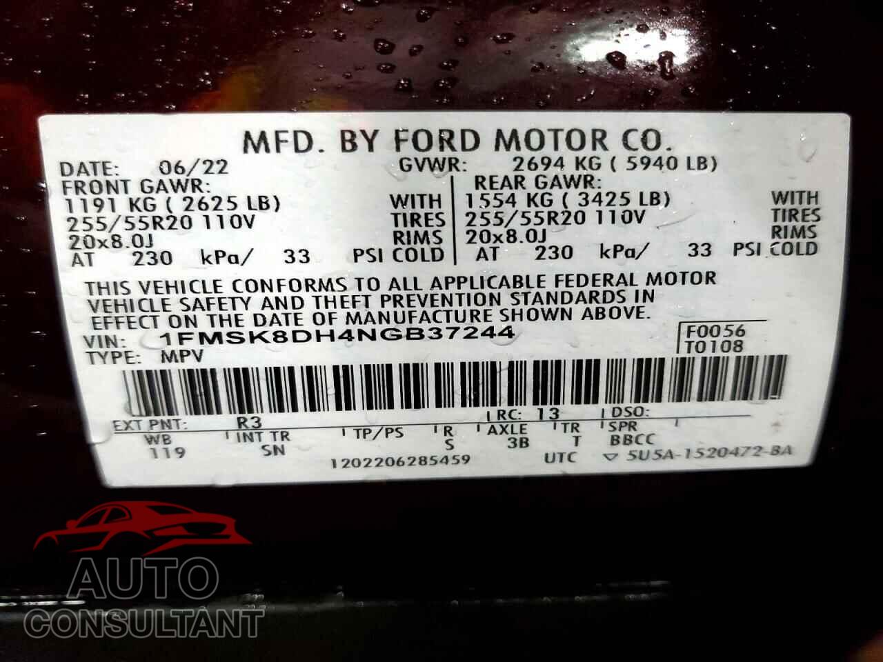 FORD EXPLORER 2022 - 1FMSK8DH4NGB37244