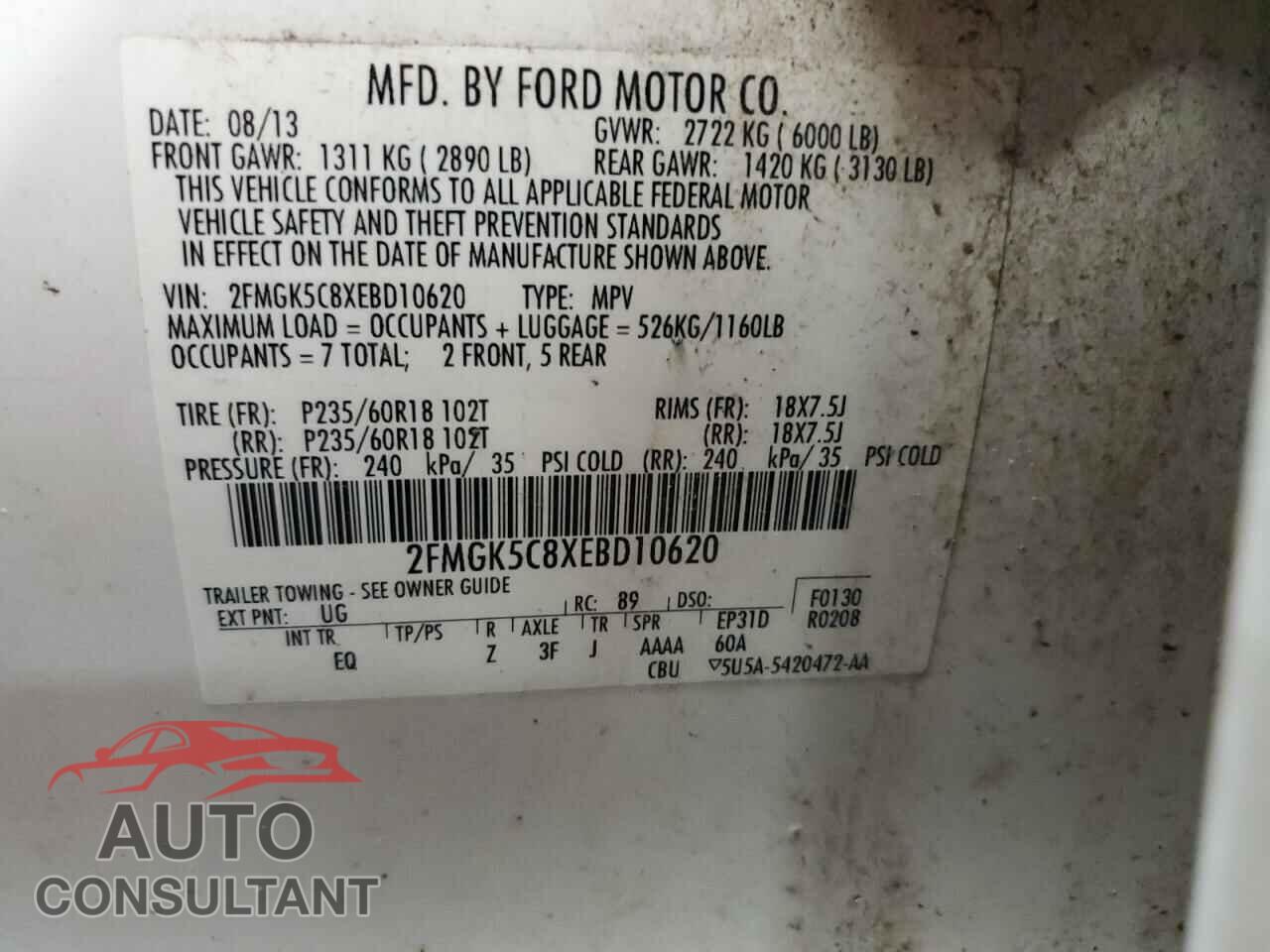 FORD FLEX 2014 - 2FMGK5C8XEBD10620