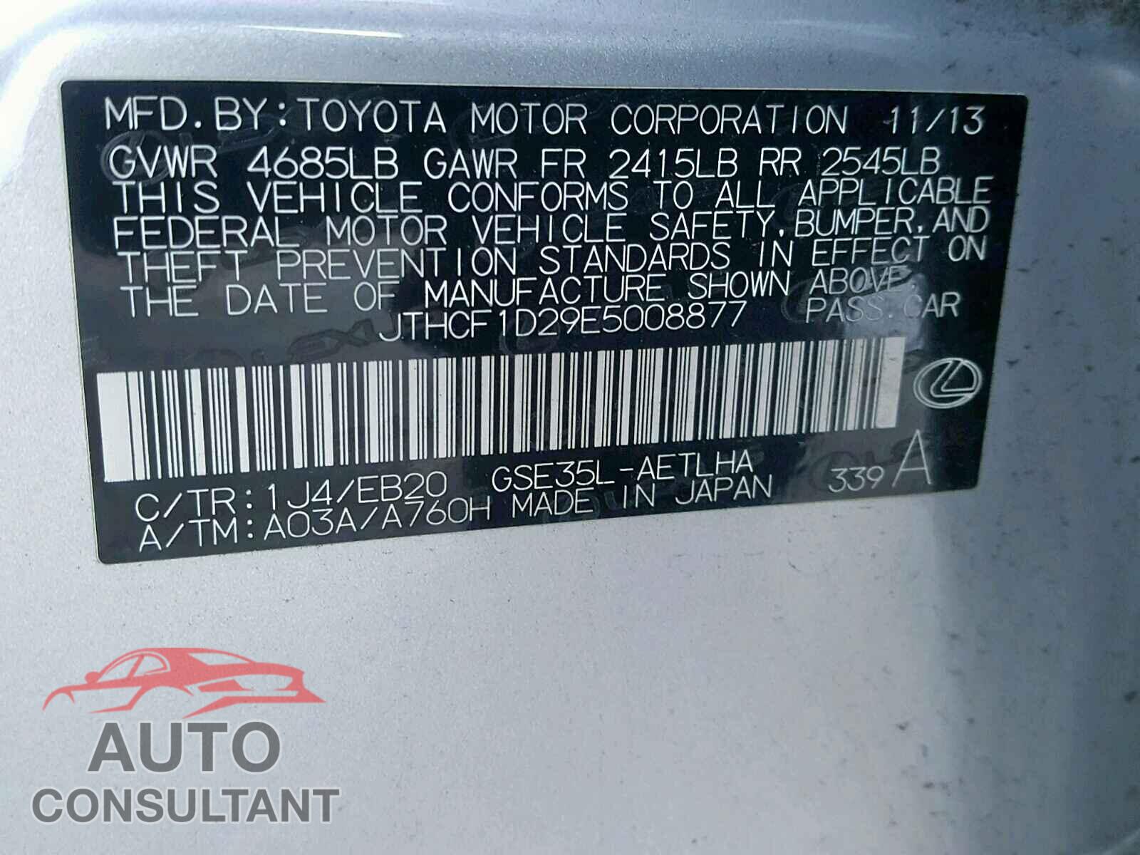 LEXUS IS 250 2014 - JTHCF1D29E5008877