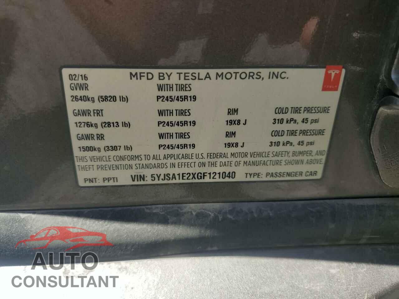 TESLA MODEL S 2016 - 5YJSA1E2XGF121040