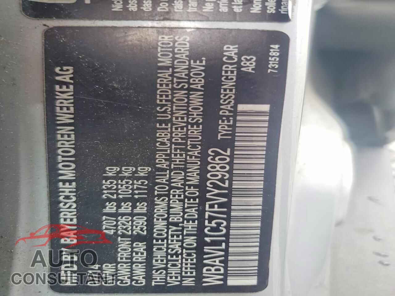 BMW X1 2015 - WBAVL1C57FVY29862