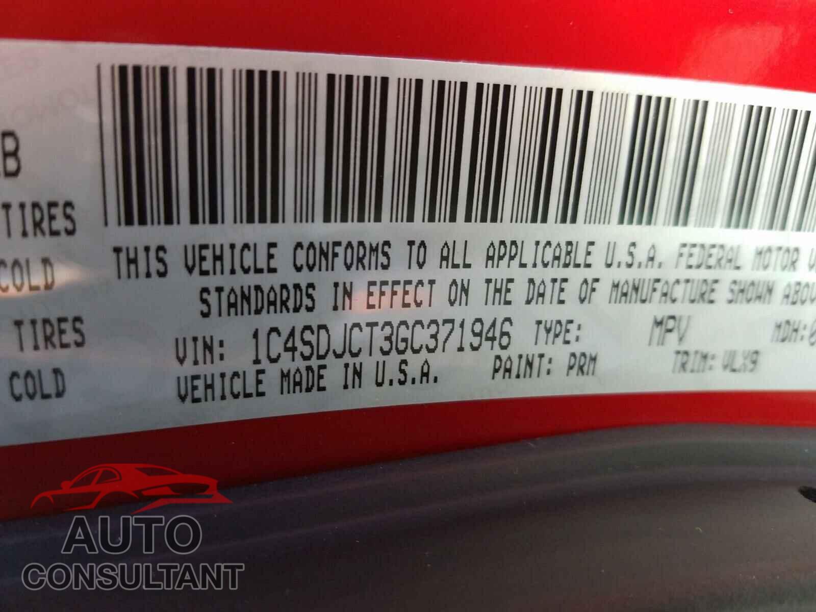DODGE DURANGO 2016 - 1C4SDJCT3GC371946