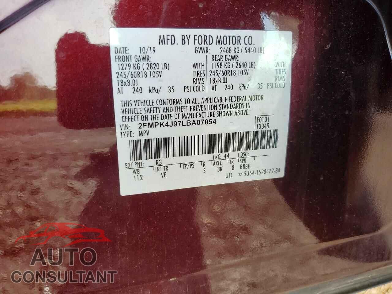 FORD EDGE 2020 - 2FMPK4J97LBA07054