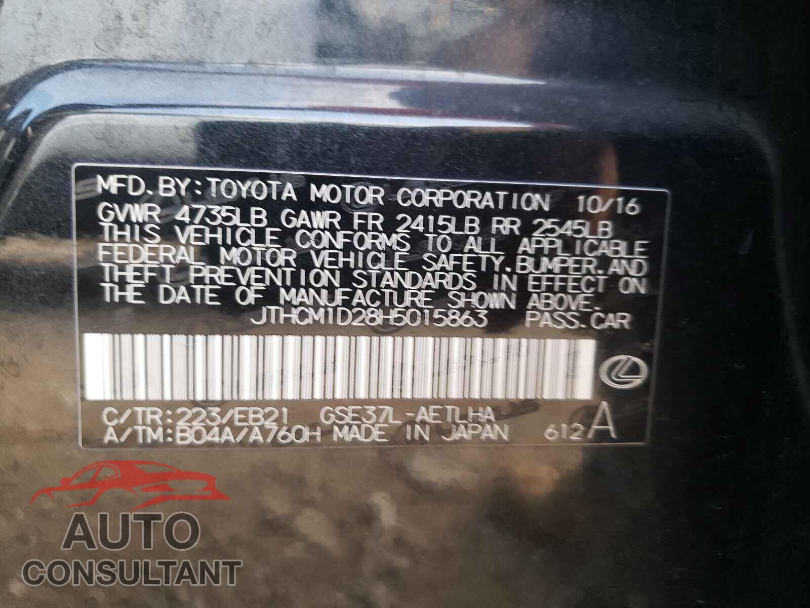 LEXUS IS 2017 - JTHCM1D28H5015863