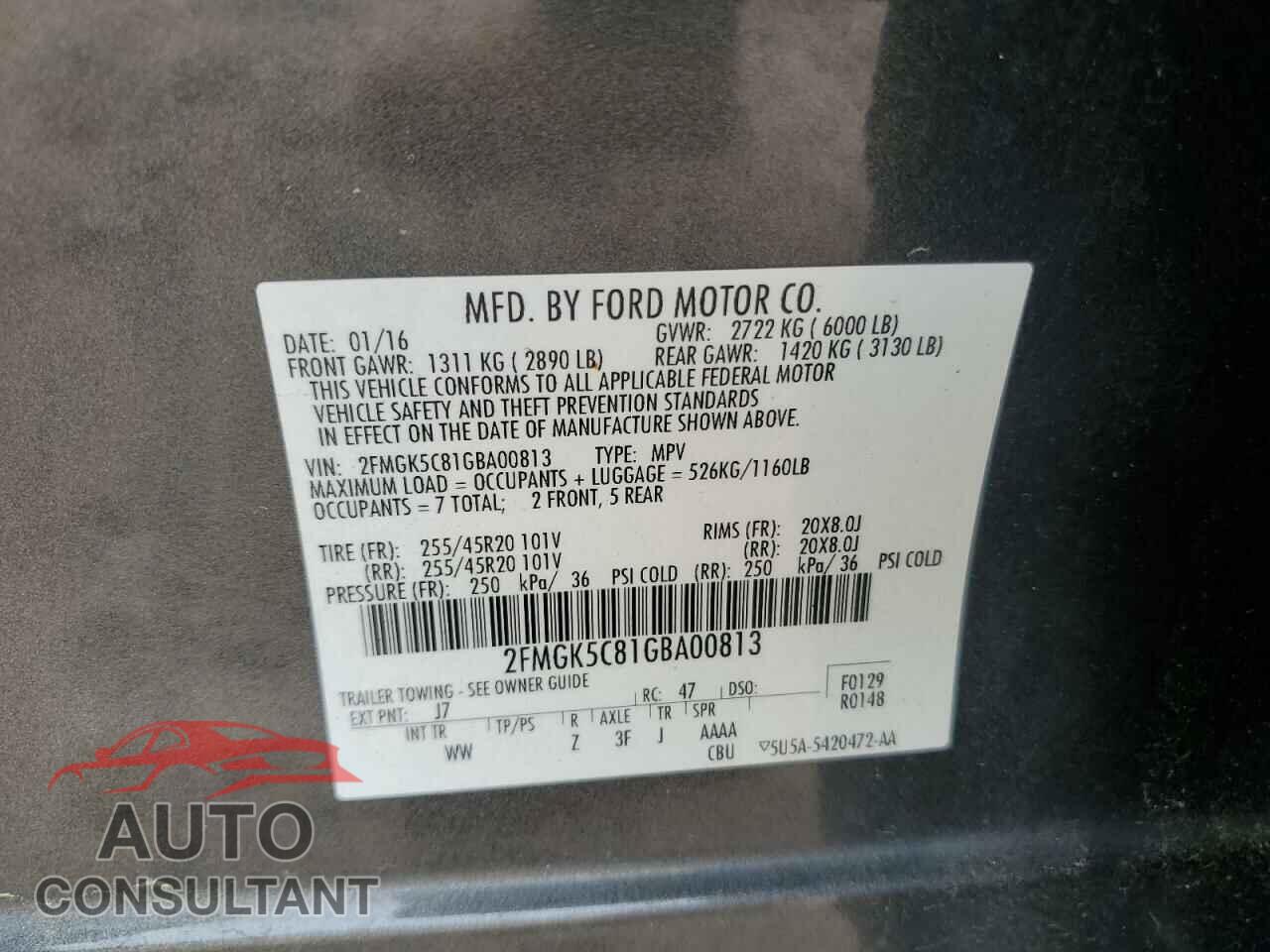 FORD FLEX 2016 - 2FMGK5C81GBA00813