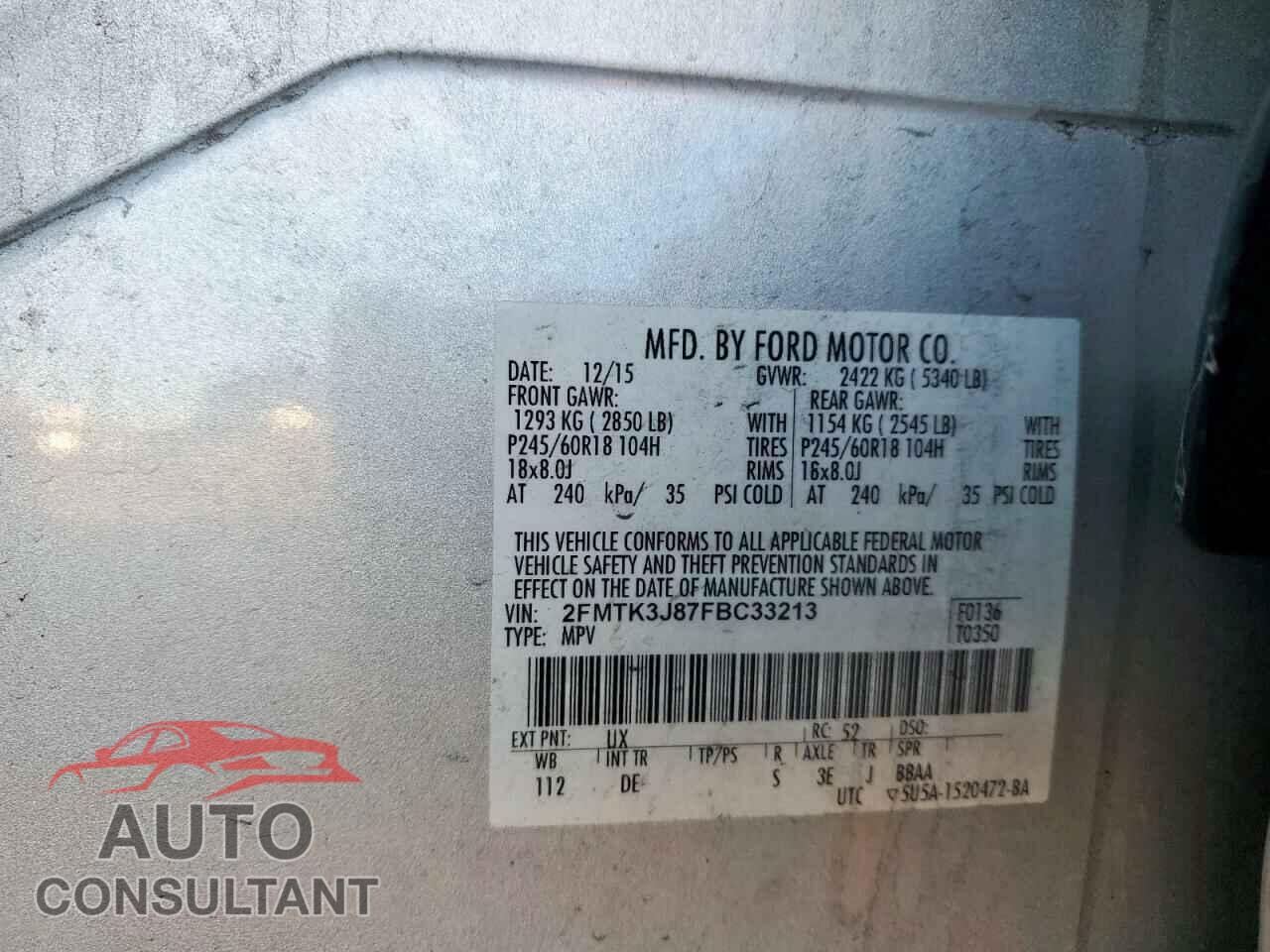 FORD EDGE 2015 - 2FMTK3J87FBC33213