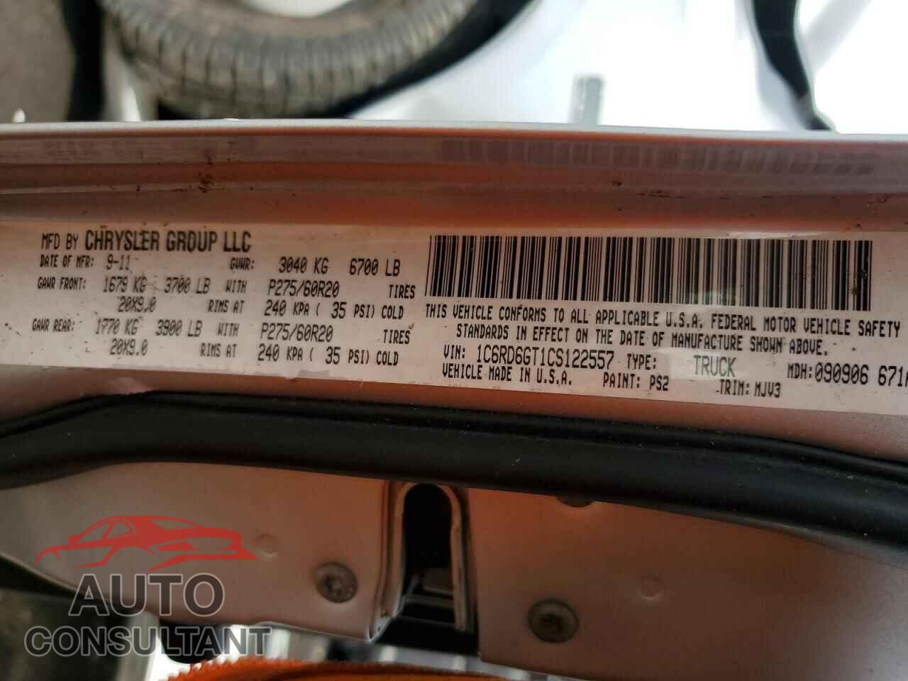 DODGE RAM 1500 2012 - 1C6RD6GT1CS122557